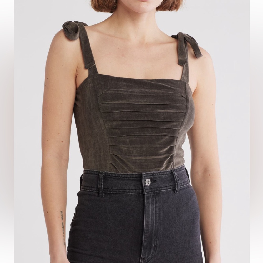 NWT Free People Haven Tie Shoulder Bodysuit Size M